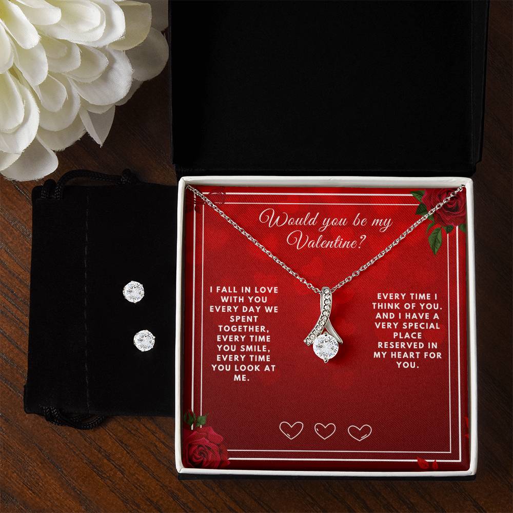 Would you be my Valentine | Alluring Beauty Necklace and Cubic Zirconia Earring Set