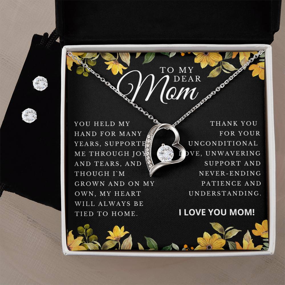 Forever Love Necklace and Cubic Zirconia Earring Set | To my mom | You Held My Hand