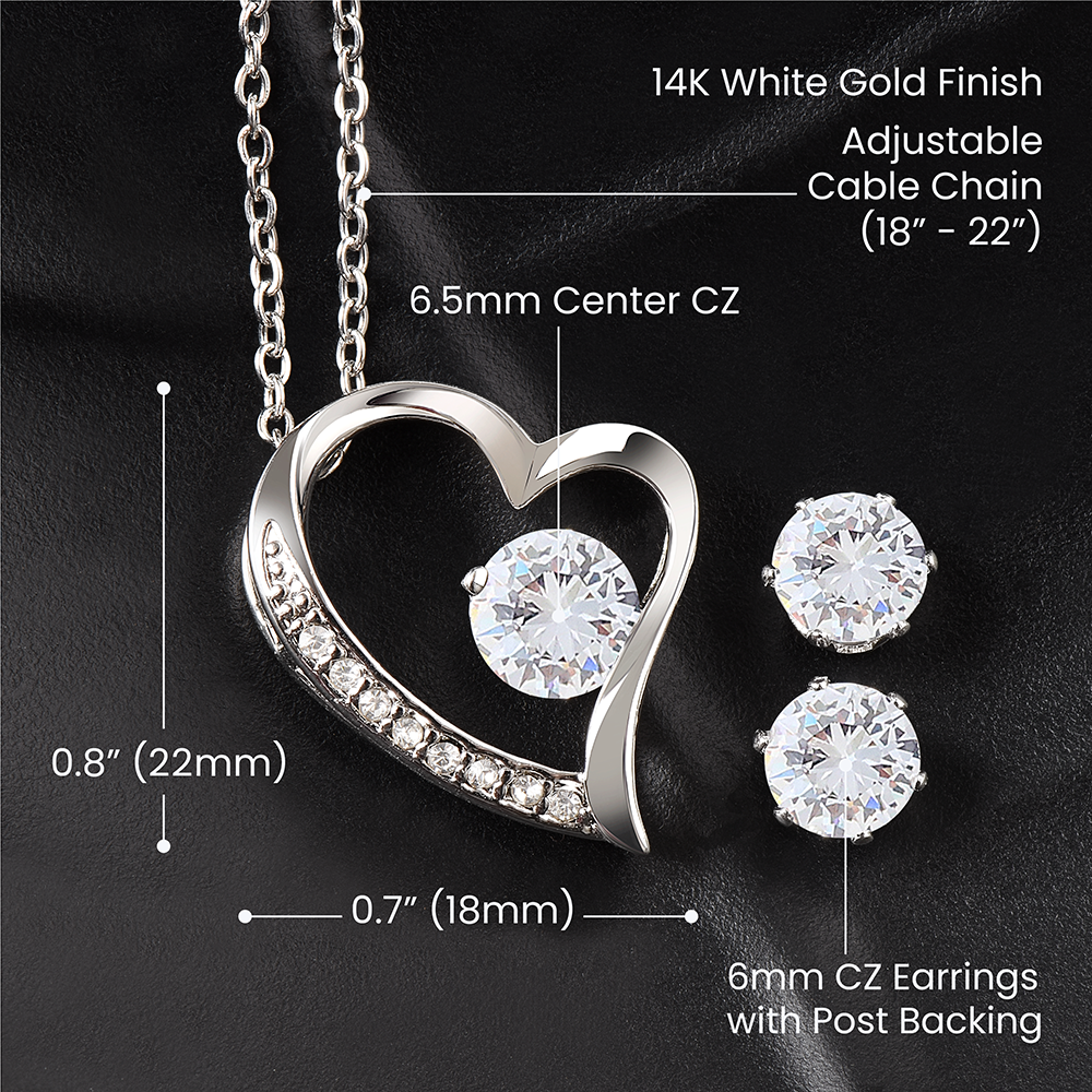 Forever Love Necklace and Cubic Zirconia Earring Set | To my mom | You Held My Hand